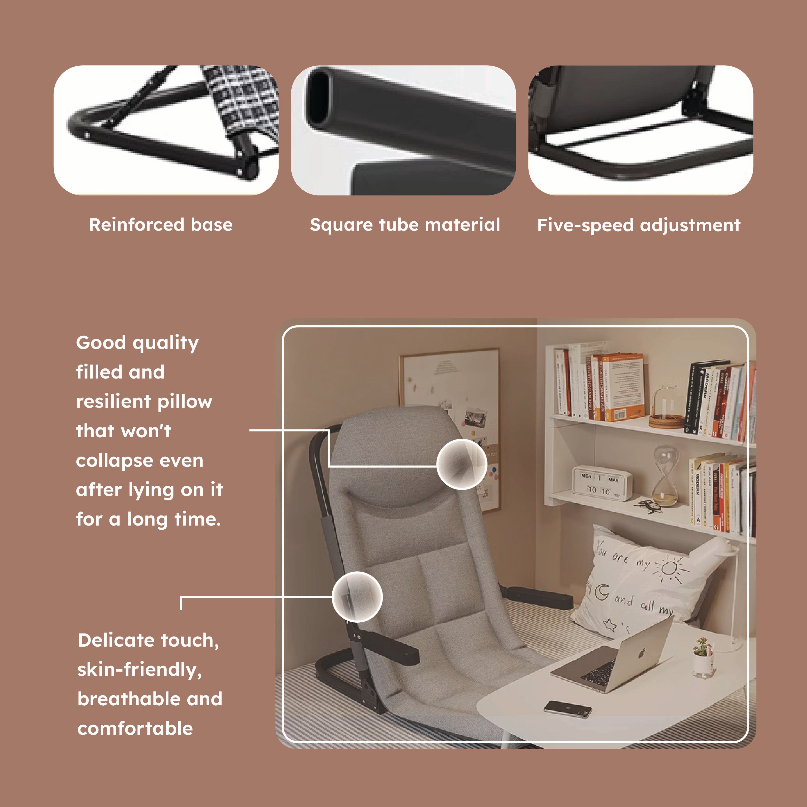 HOMERO Foldable Design Ergonomic Reclining Comfortable Floor Chair