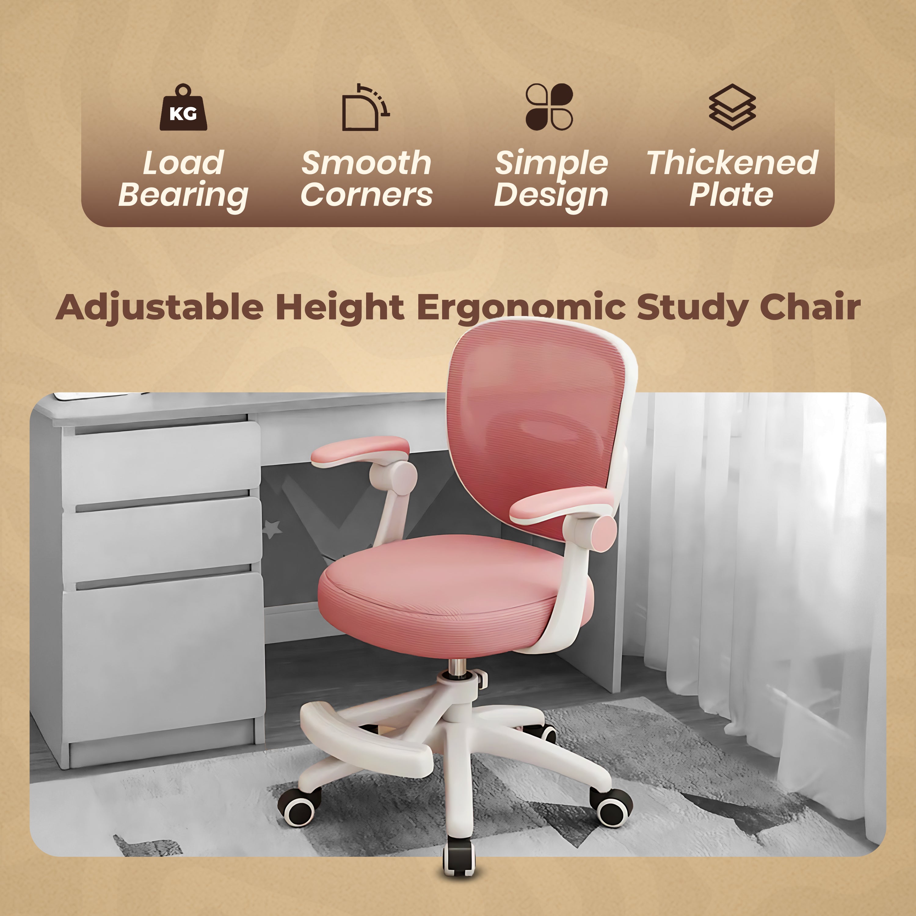 Homero Mesh Comfort Adjustable Height Ergonomic Study Chair