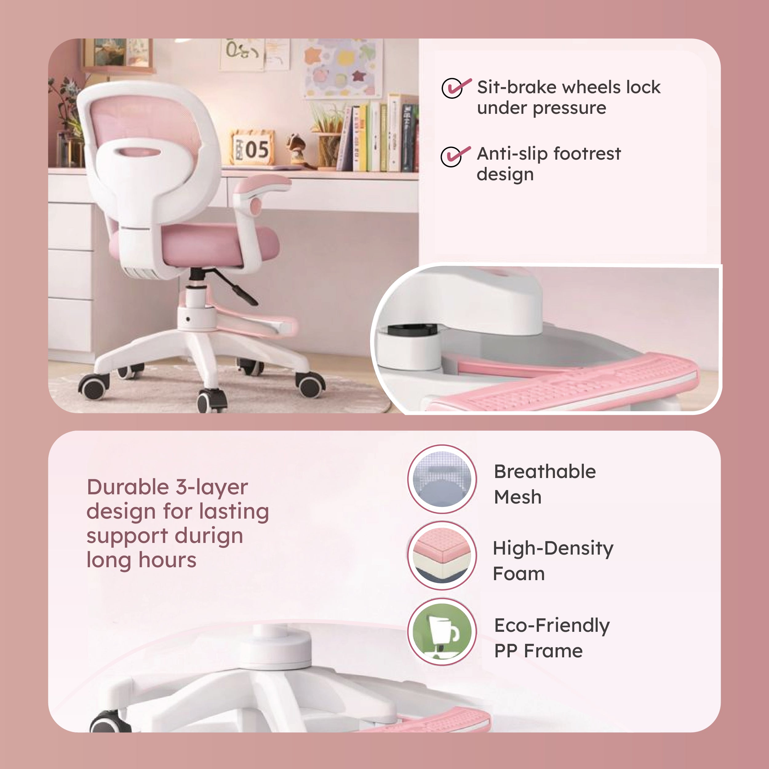 Homero Mesh Comfort Adjustable Height Ergonomic Study Chair