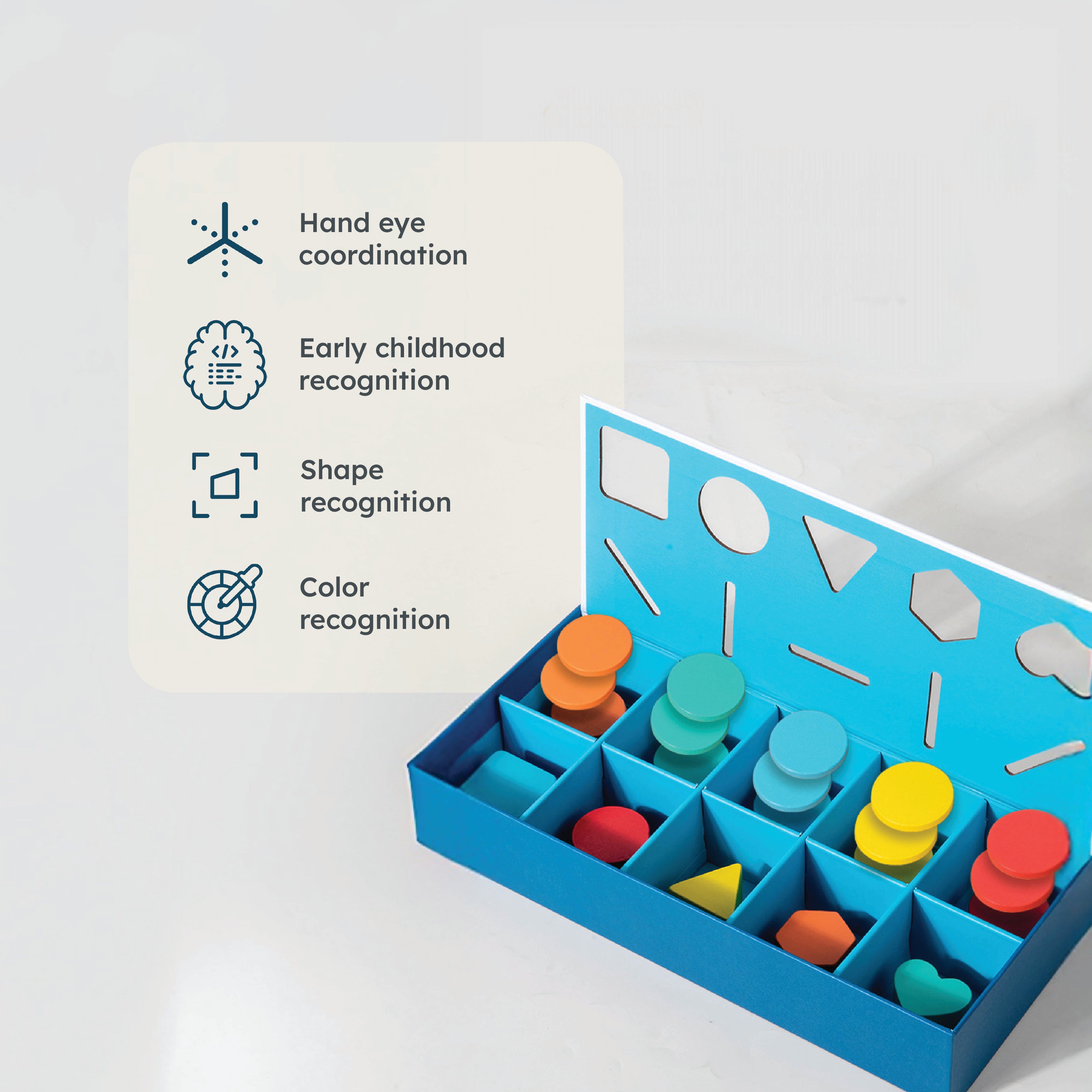 HOMERO Montessori Color Shape Classification Wooden Build Box Toy 10 Hole Set