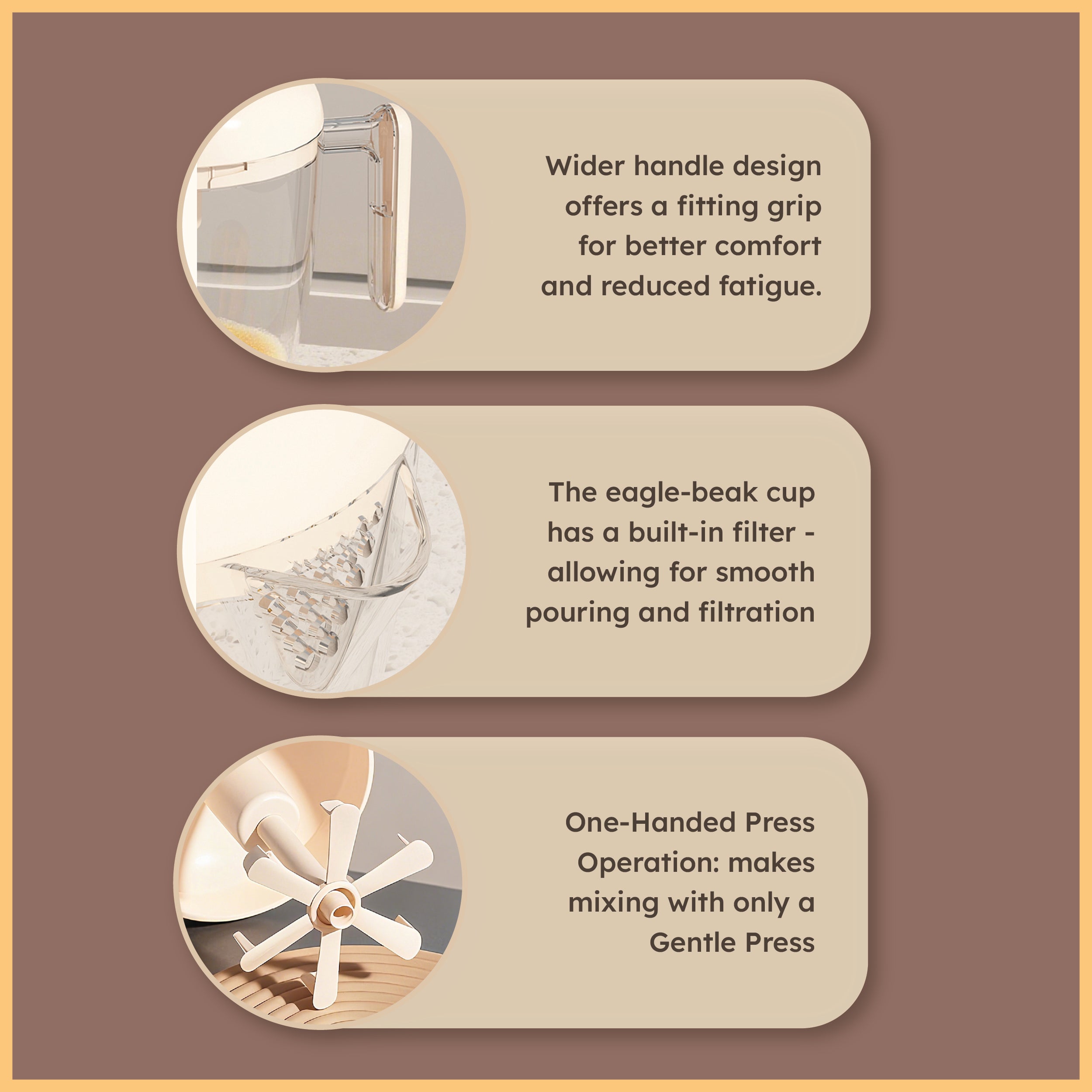 HOMERO Multi-Purpose Ergonomic Design Multi-Blade Manual Egg Mixer