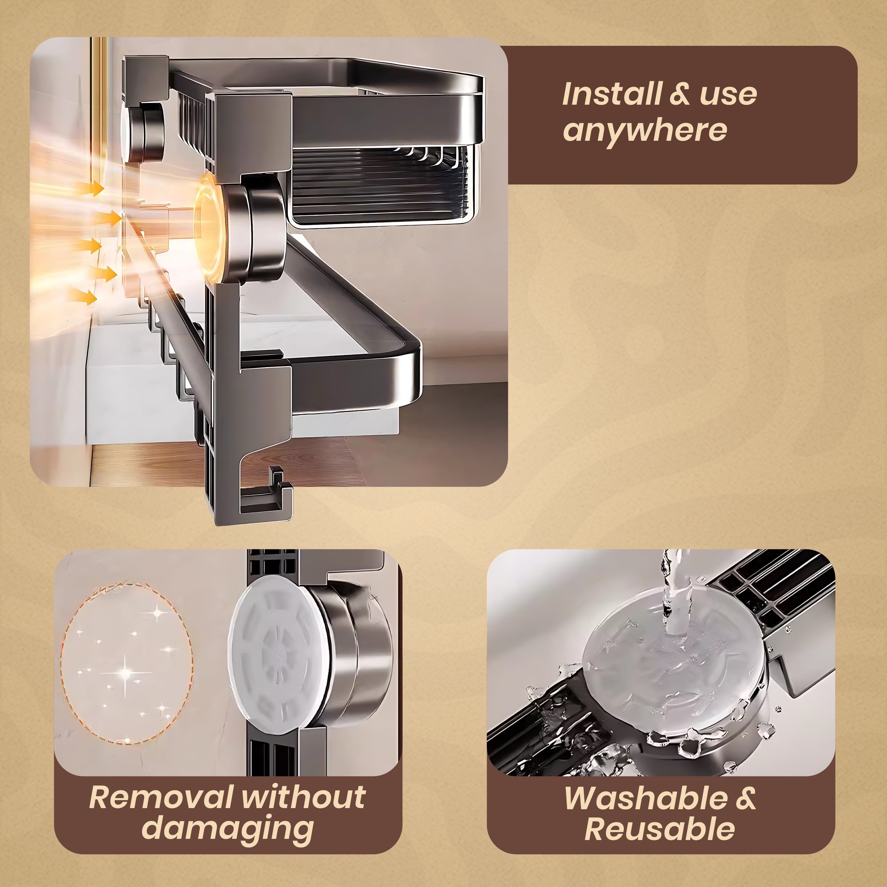 HOMERO Multi-Use Stainless Steel Space Saving Folding Storage Rack - 50cm