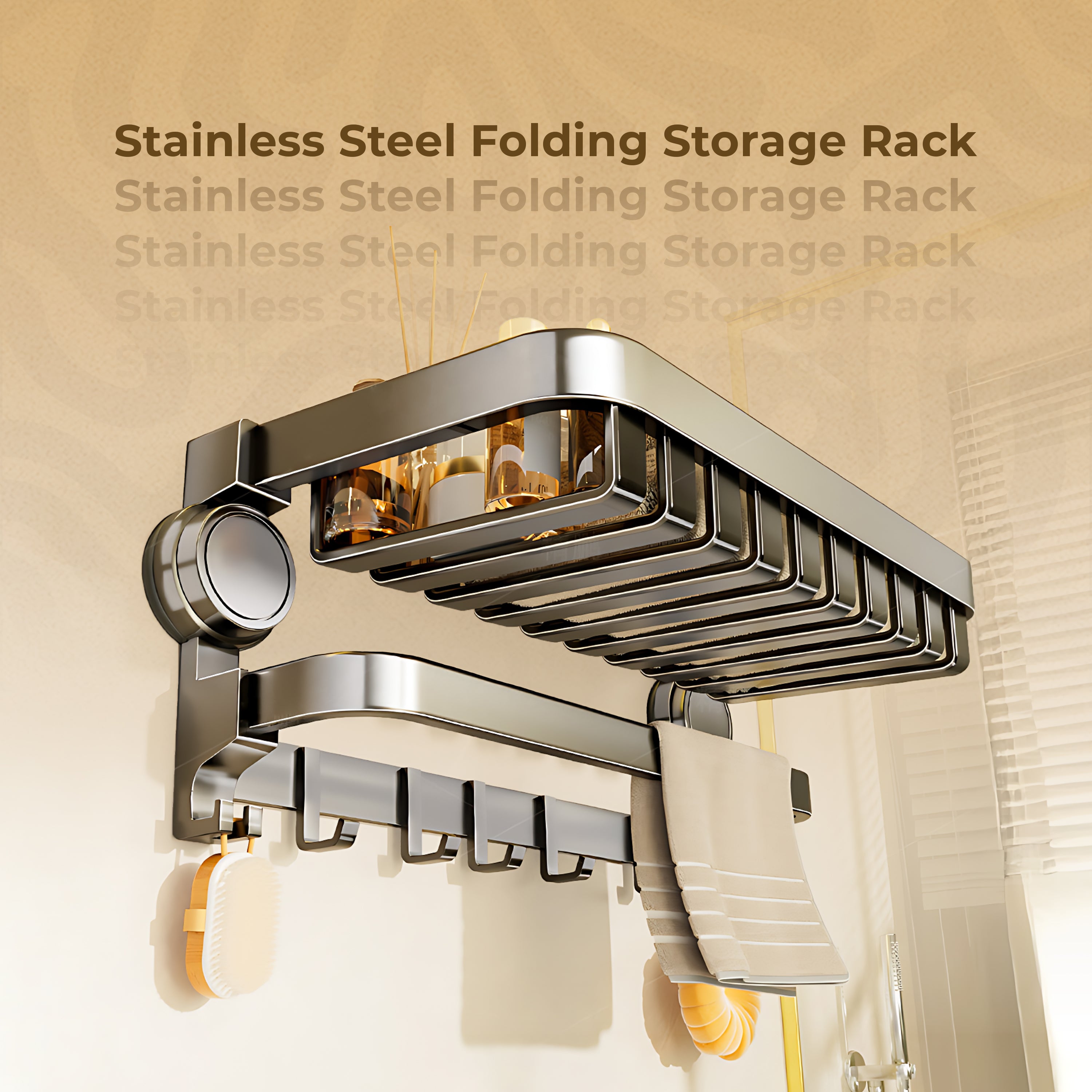 HOMERO Multi-Use Stainless Steel Space Saving Folding Storage Rack - 50cm
