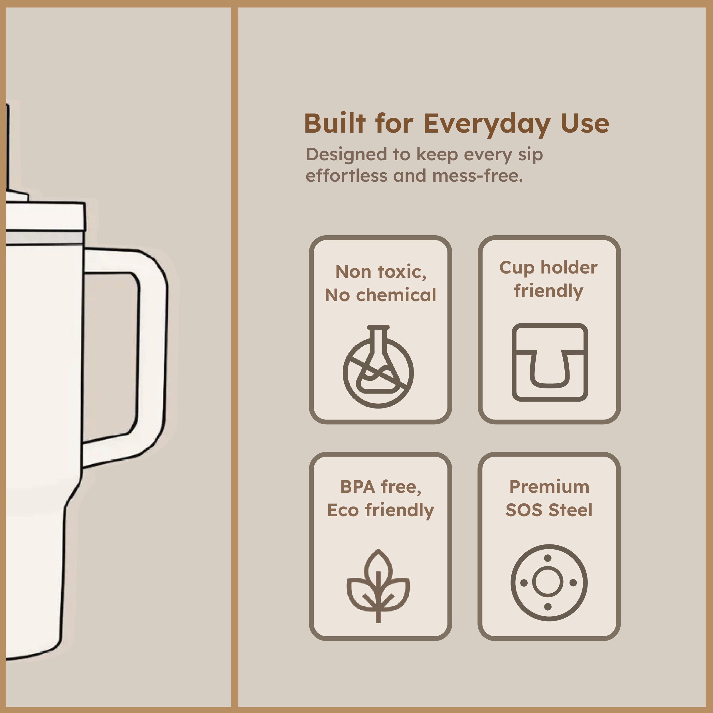 Double Wall Vacuum Insulation Stainless Steel Anti-Splash Tumbler
