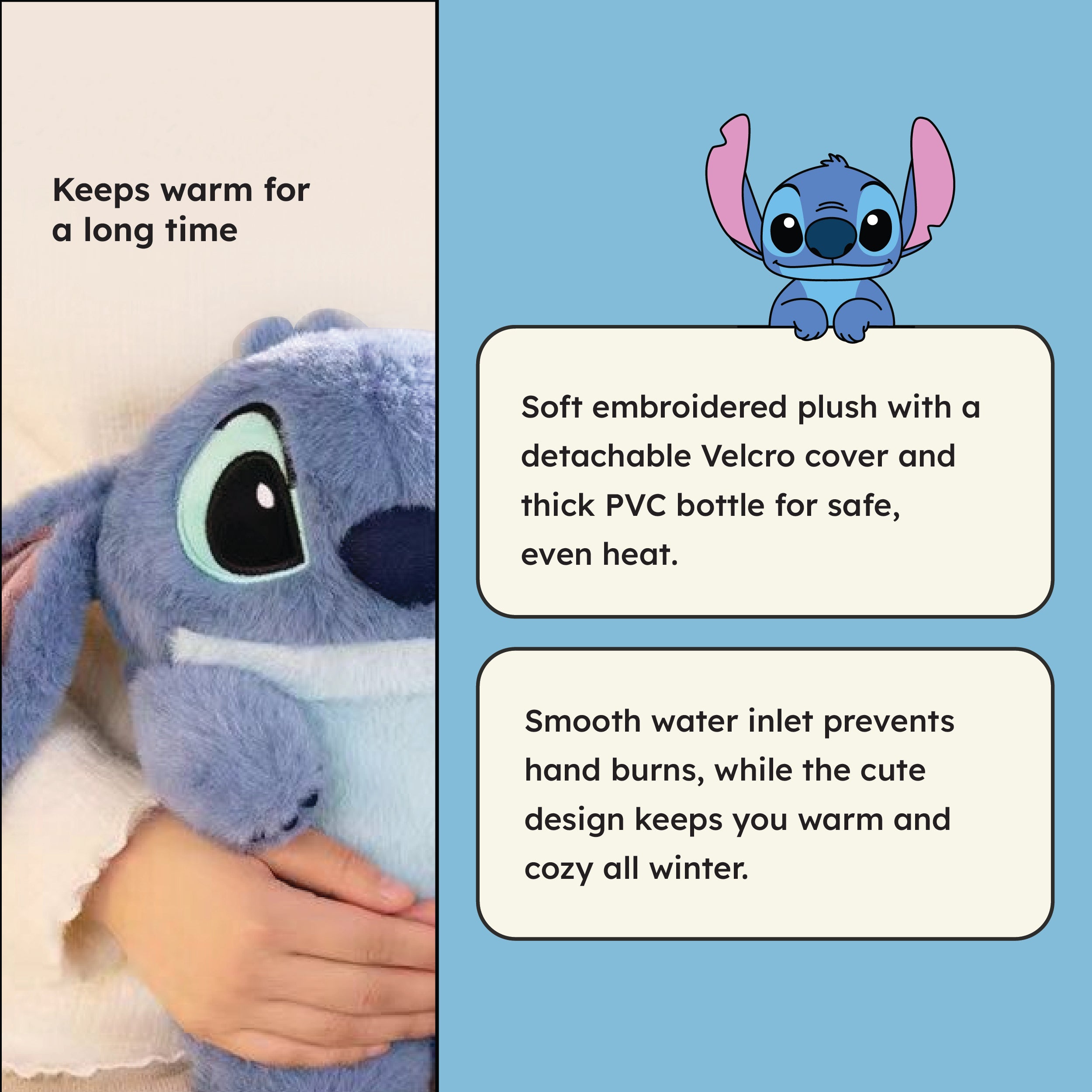 Homero Cartoon Cute Stitch Plush Hot Water Bottle