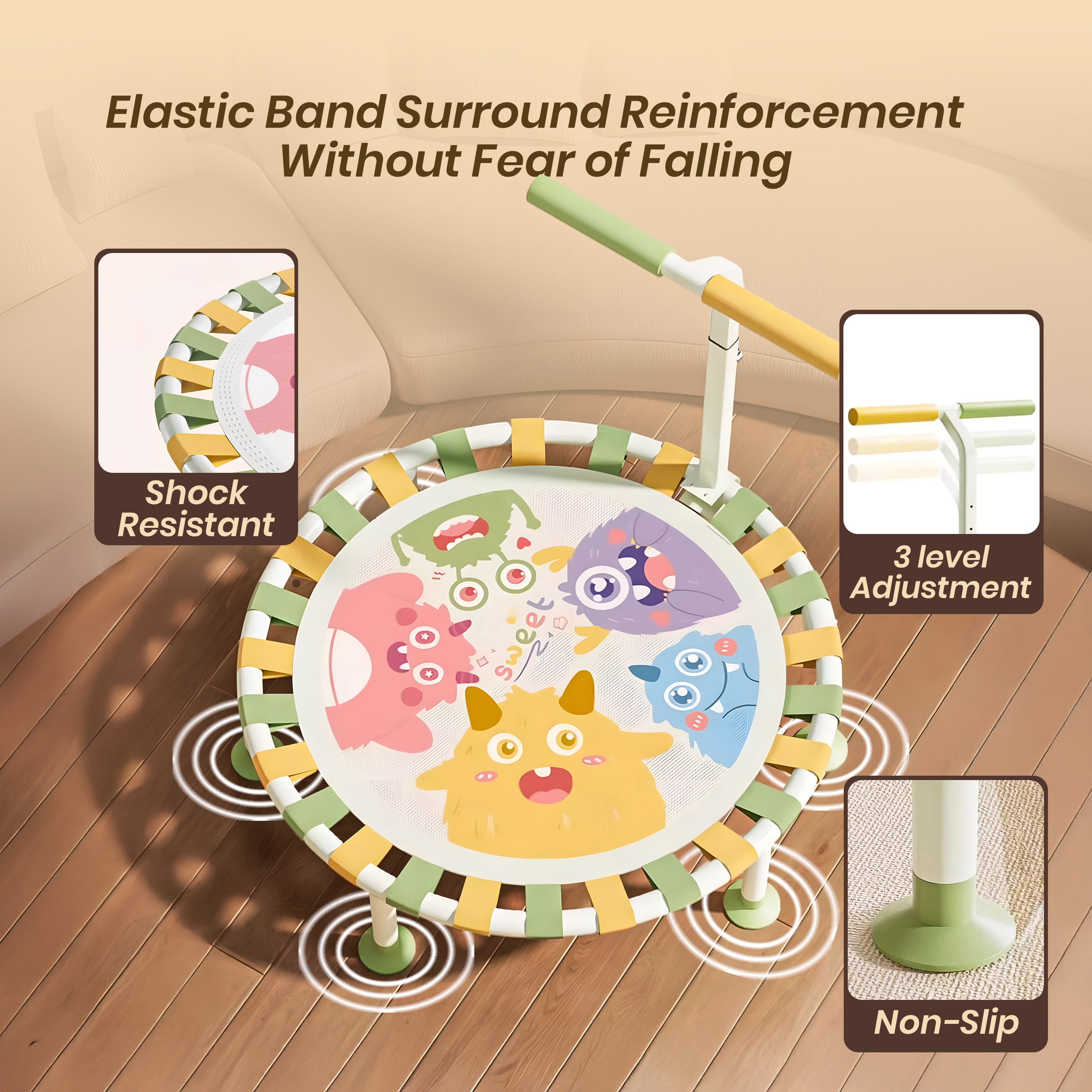 Homero Foldable Kids Trampoline with Safety Lock and Jump Surface