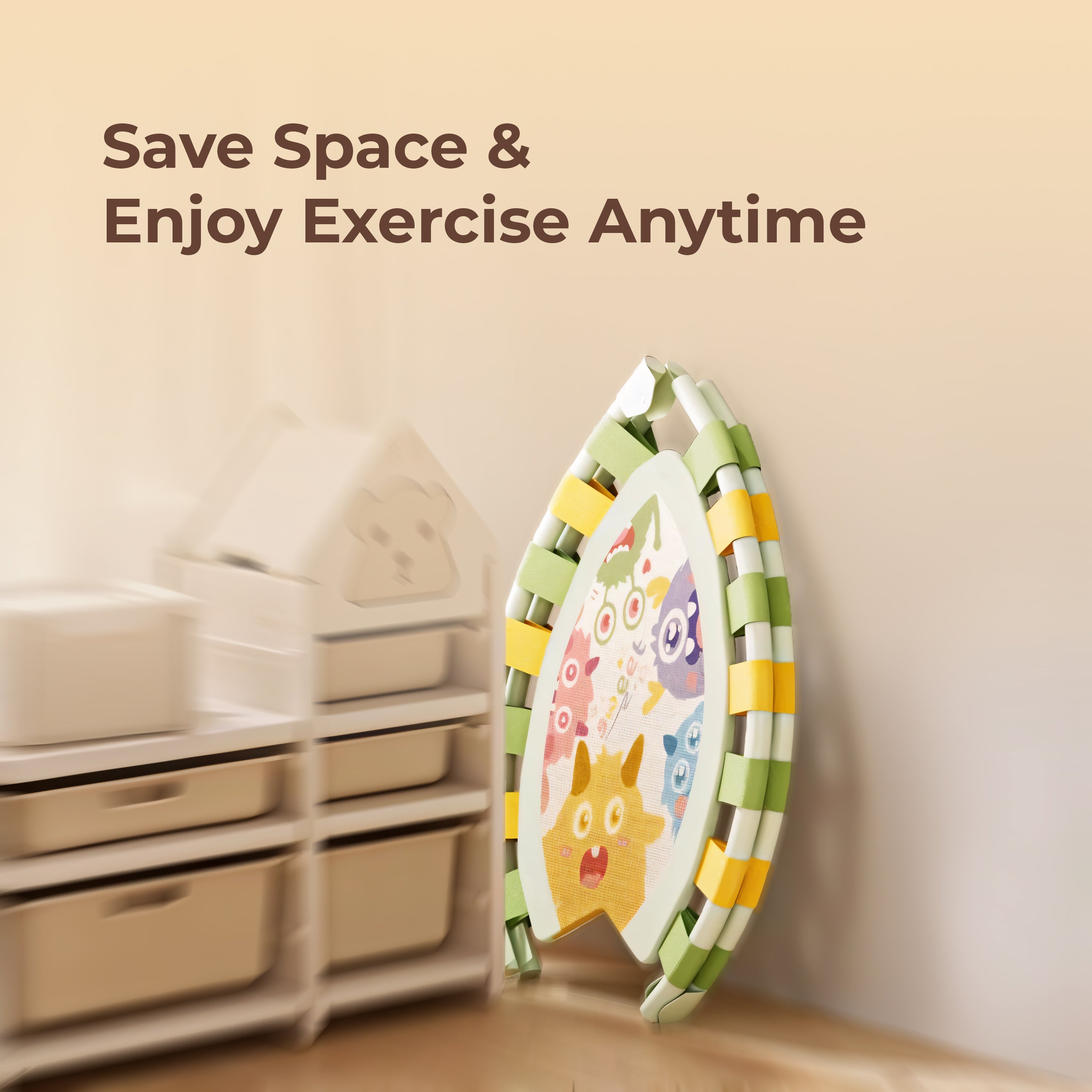 Homero Foldable Kids Trampoline with Safety Lock and Jump Surface