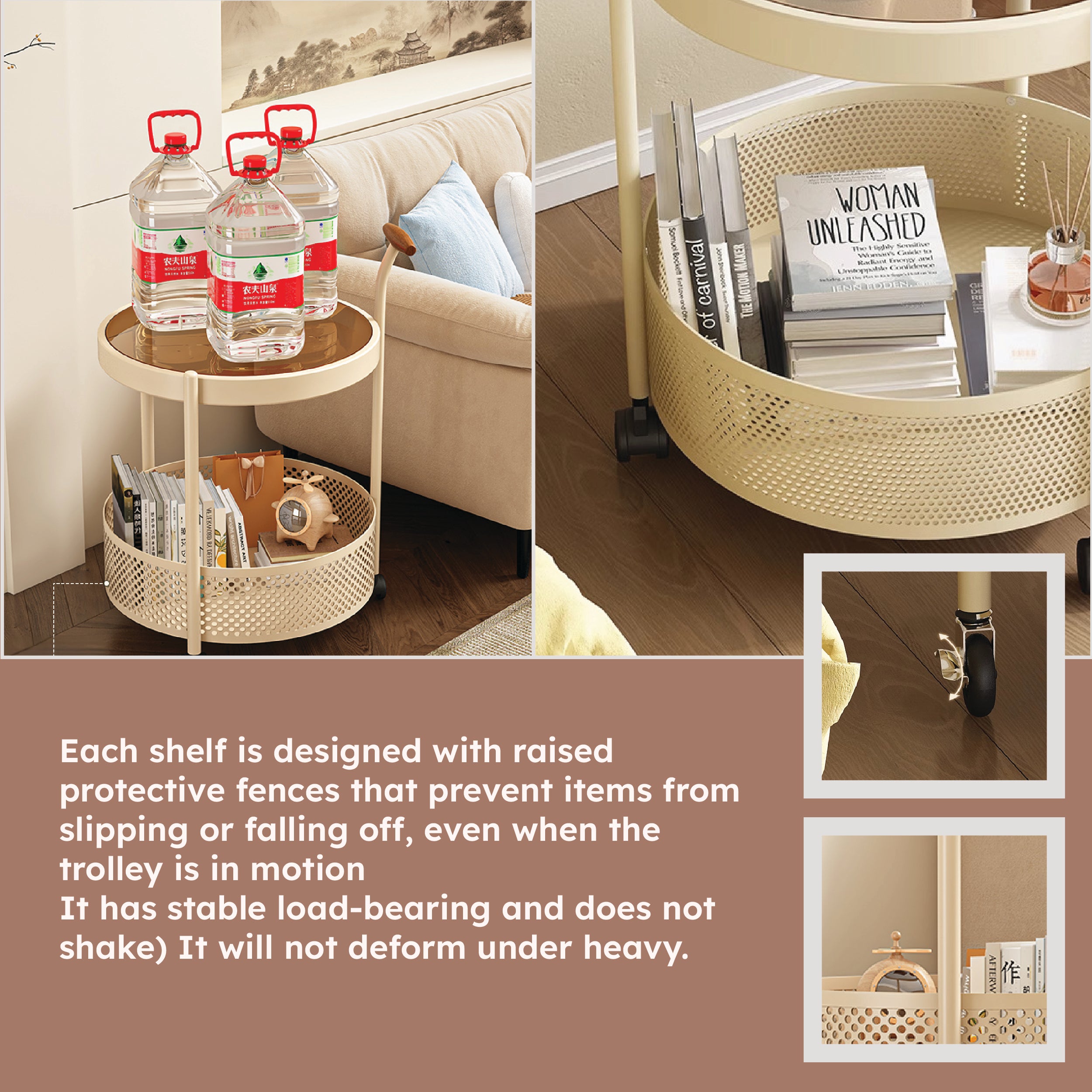 Homero Multipurpose Art Side Table Brown Glass Top - 2 Layer