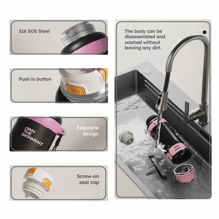 Homero Stylish Stainless Steel Leak Proof Thermal Water Bottle - 1000ml