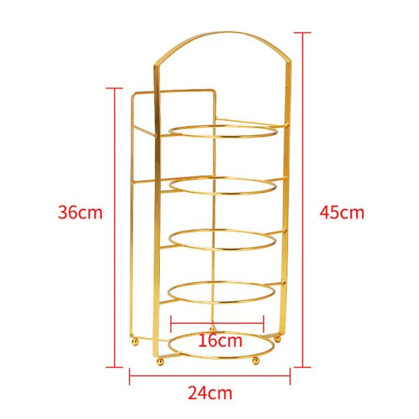 Multipurpose 5 Tier Wall-Mounted Kitchen Counter Rack (Gold)