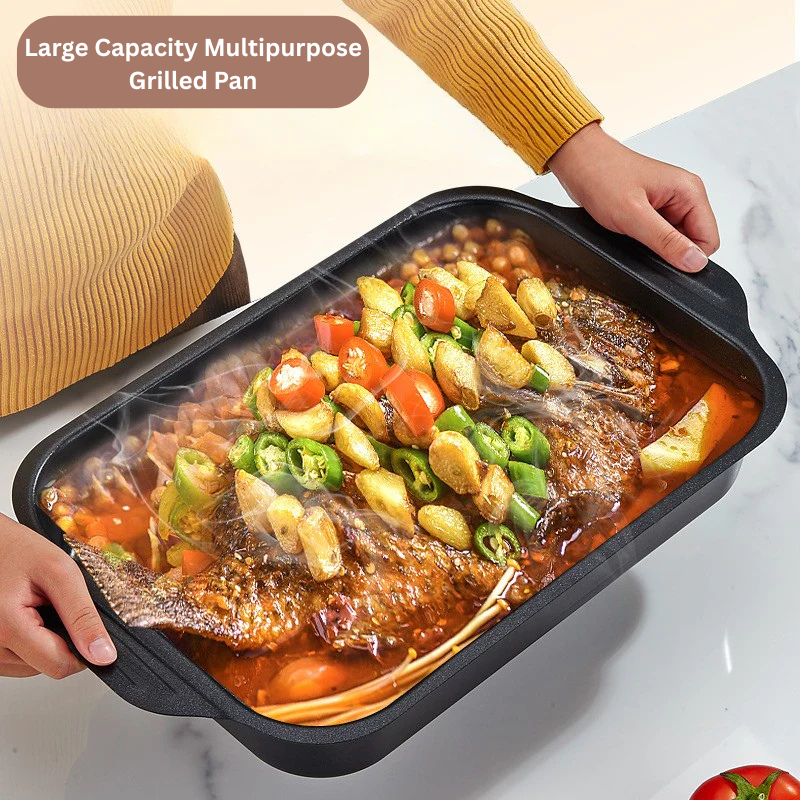 Multipurpose Carbon-Steel Non-Stick Grilled Pan with Lid