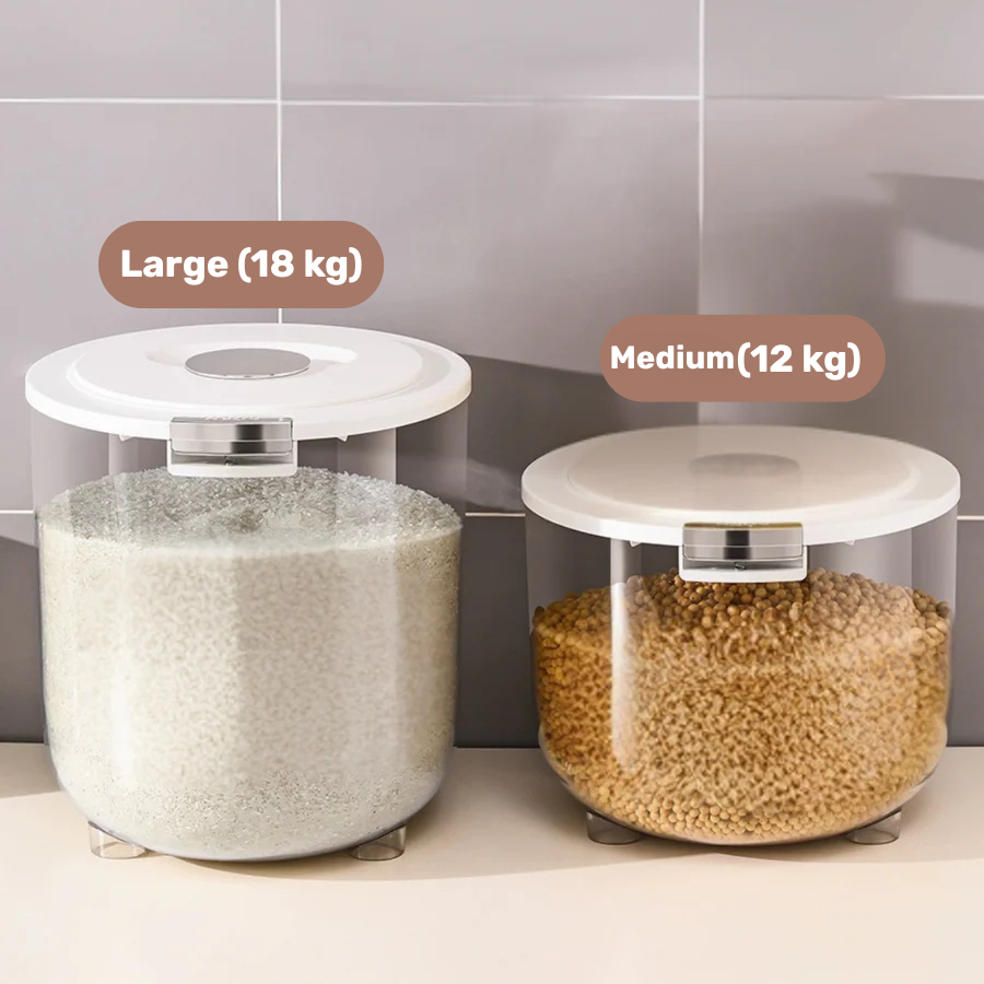 Homero Large Capacity Transparent Rice Container with One-Click Lid
