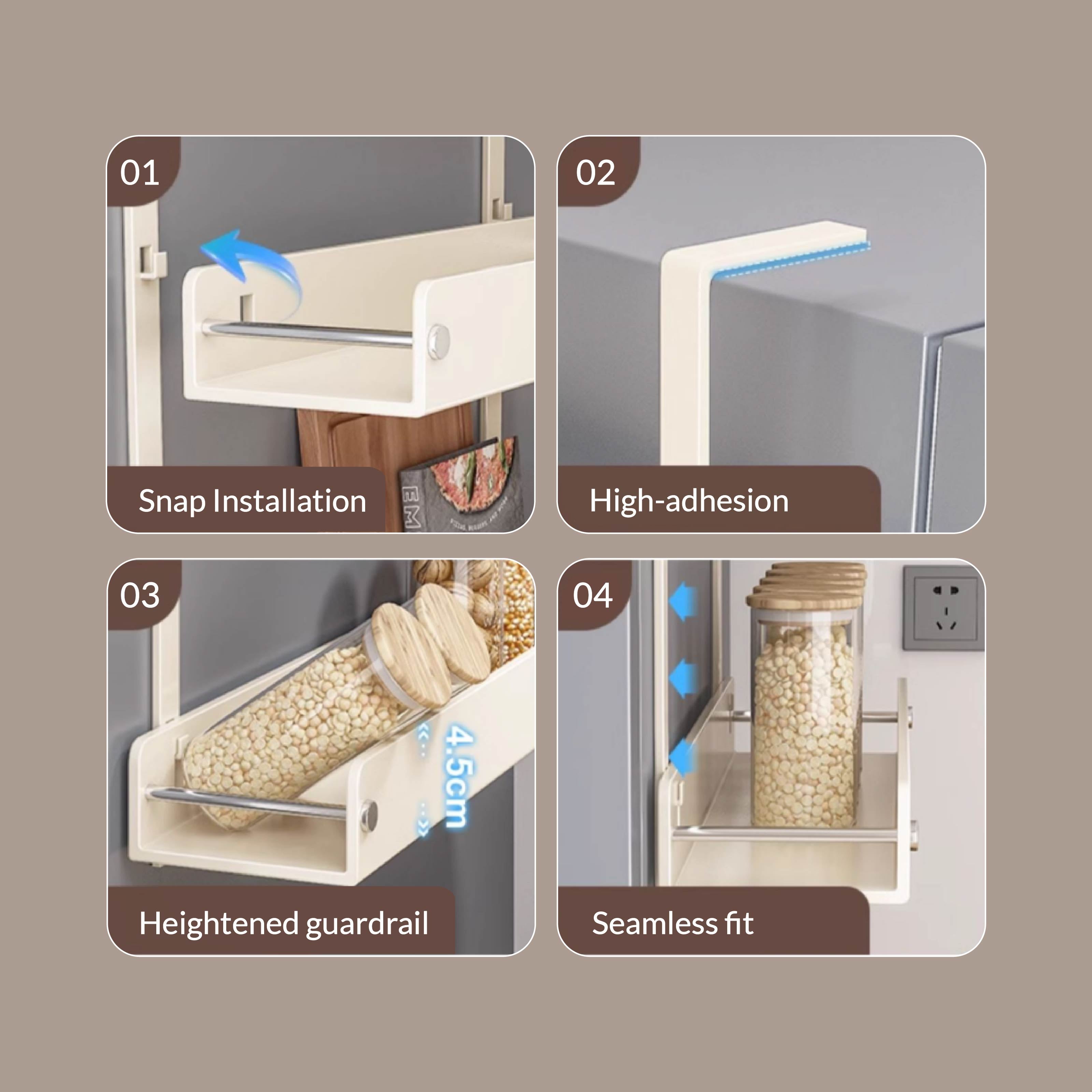 Multi-Layer Carbon Steel Refrigerator Side Storage Rack