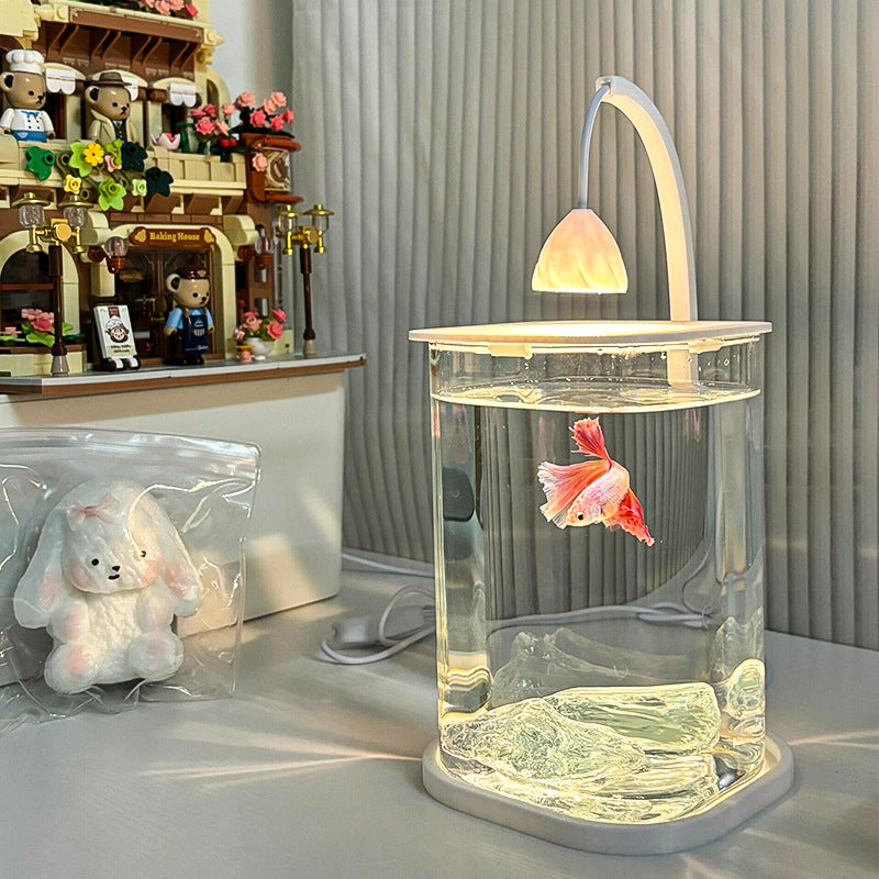 Homero Multi-Functional Ice Crystal Desktop Aquarium Setup with Lamp