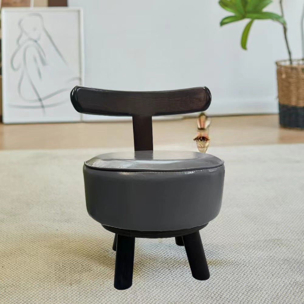 Homero 360° Swivel Vanity Foot Stool PU Leather with Backrest