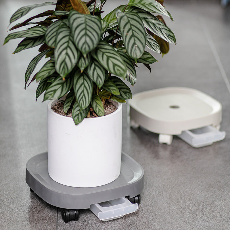 Aesthetic Plant Pot Trolley with Wheels and Drainage Tray