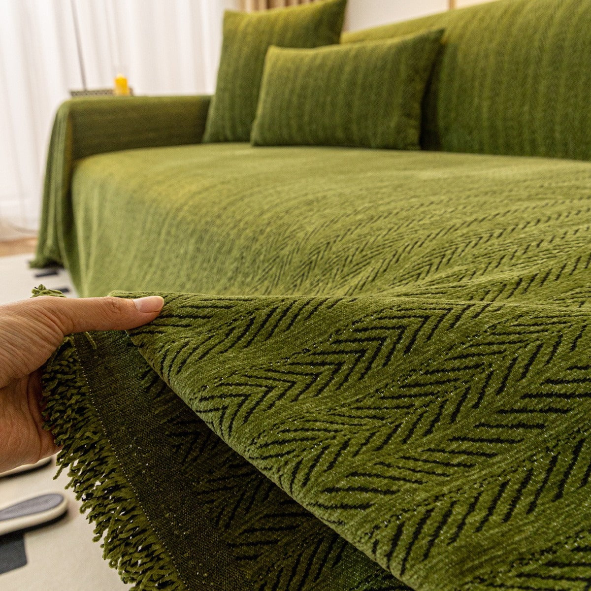 Reversible Elegant Chenille Fabric Wrinkle-Resistant Build Sofa Cover