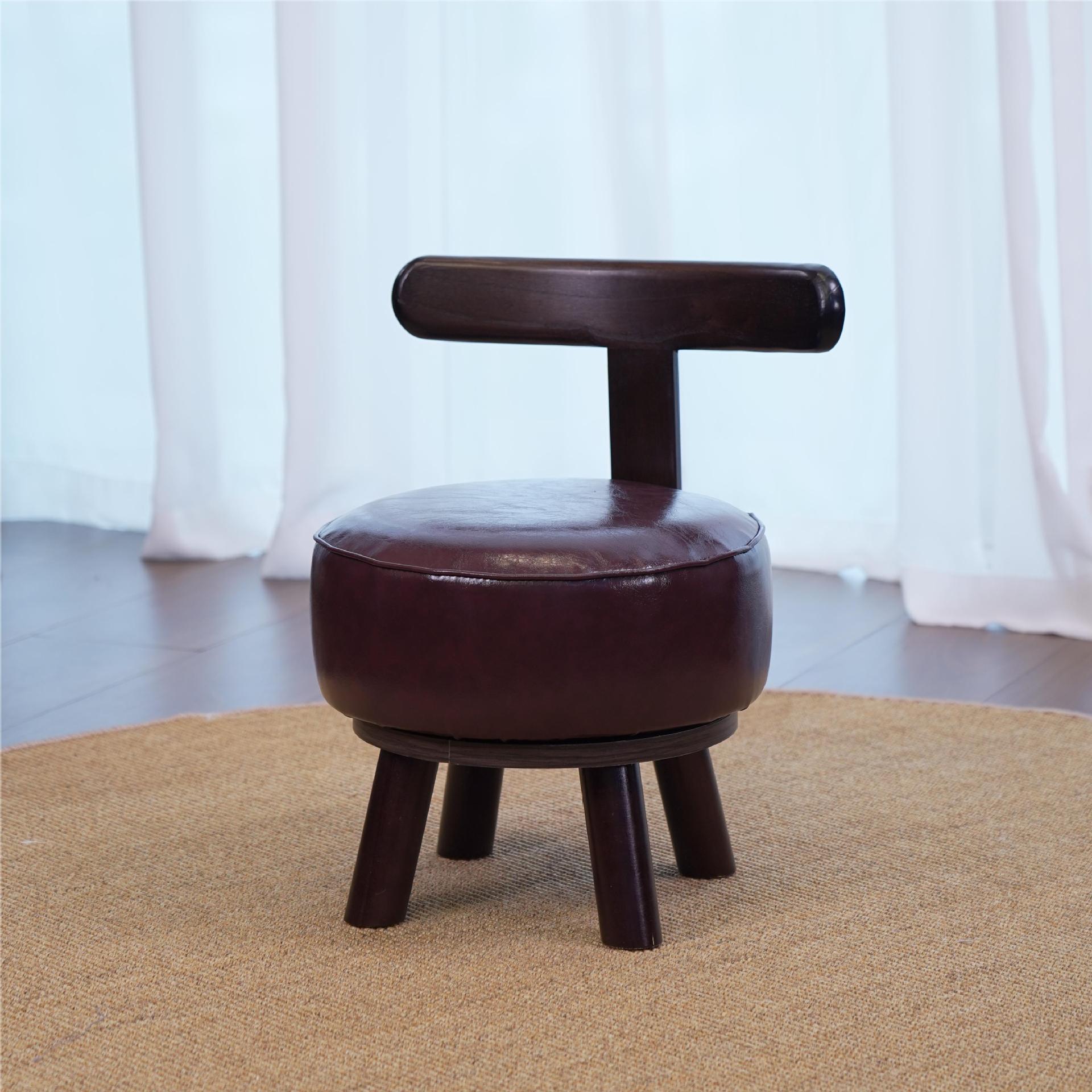 Homero 360° Swivel Vanity Foot Stool PU Leather with Backrest