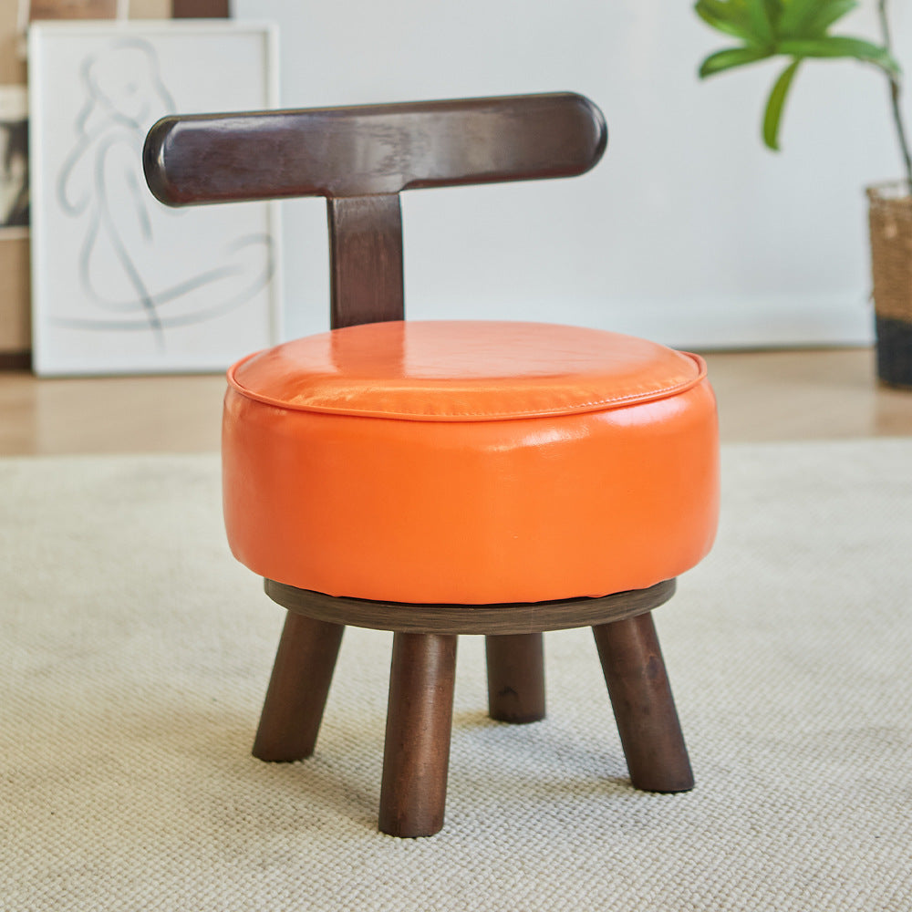 Homero 360° Swivel Vanity Foot Stool PU Leather with Backrest