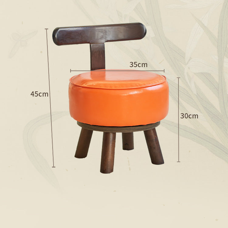 Homero 360° Swivel Vanity Foot Stool PU Leather with Backrest