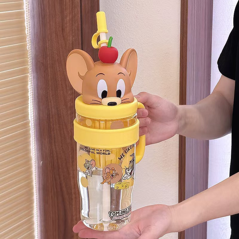 Homero Cute Cartoon Kids Water Bottle with Straw - 1060ml Capacity