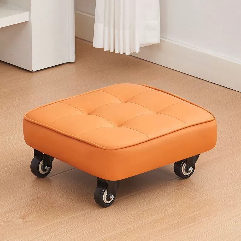Multi Purpose Low Rolling Stool Cushioned Seat with Swivel Wheels