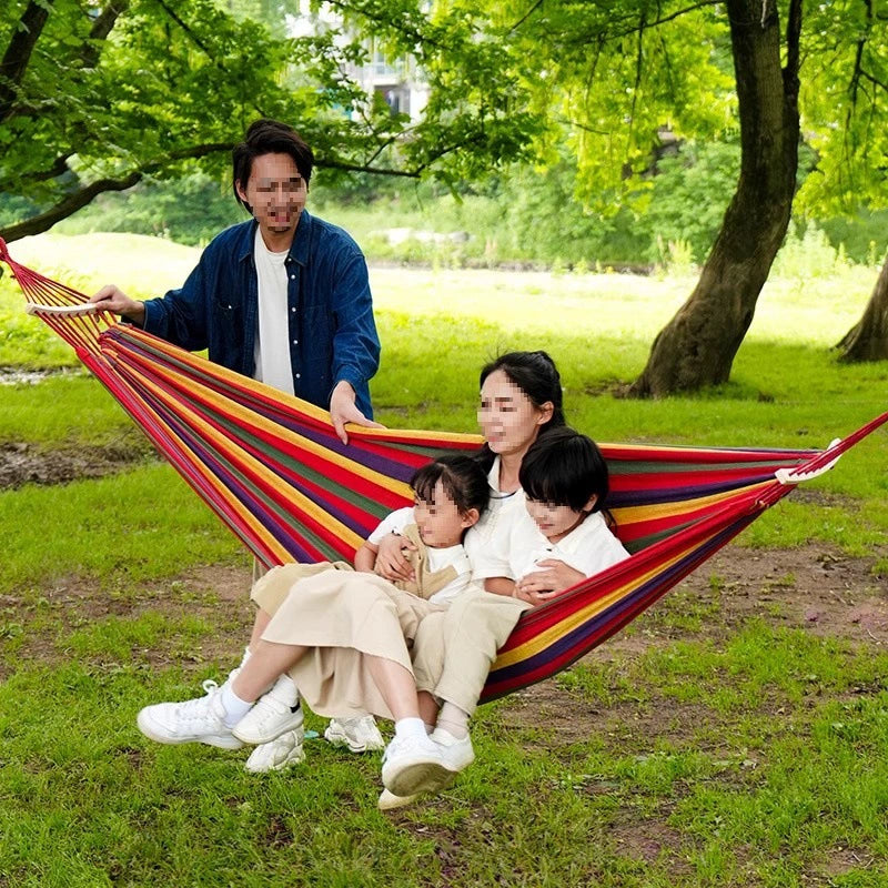 HOMERO Wooden Canvas Hammock Swing Bed Outdoor & Indoor - 200x100cm