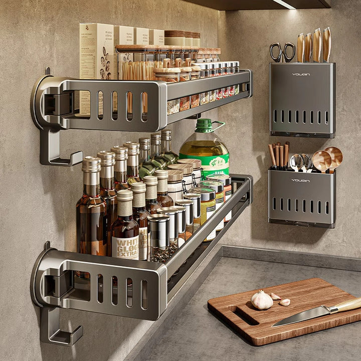 Homero Suction Cup Wall Mounted Kitchen Rack with Hook