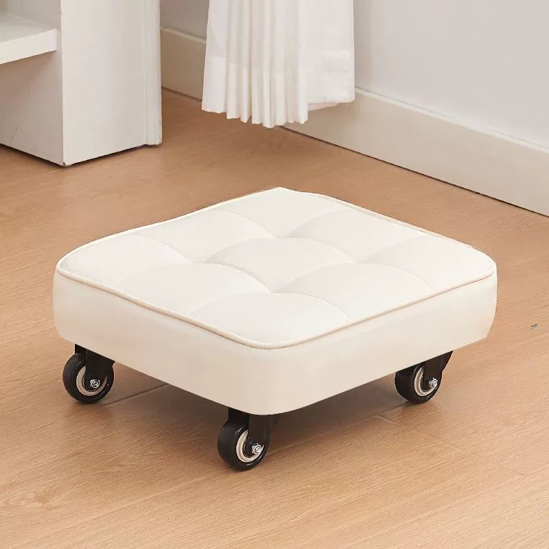 Multi Purpose Low Rolling Stool Cushioned Seat with Swivel Wheels