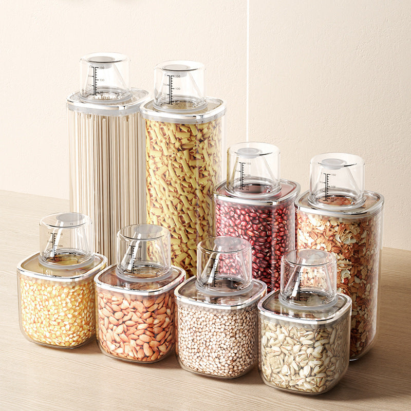Airtight Food Container with In-Built Measuring Cup