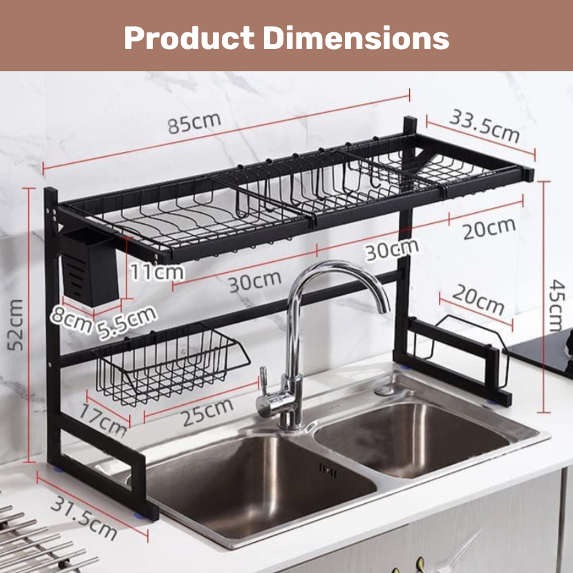 HOMERO Adjustable Multipurpose Over Sink Dish Drying Rack 85cm