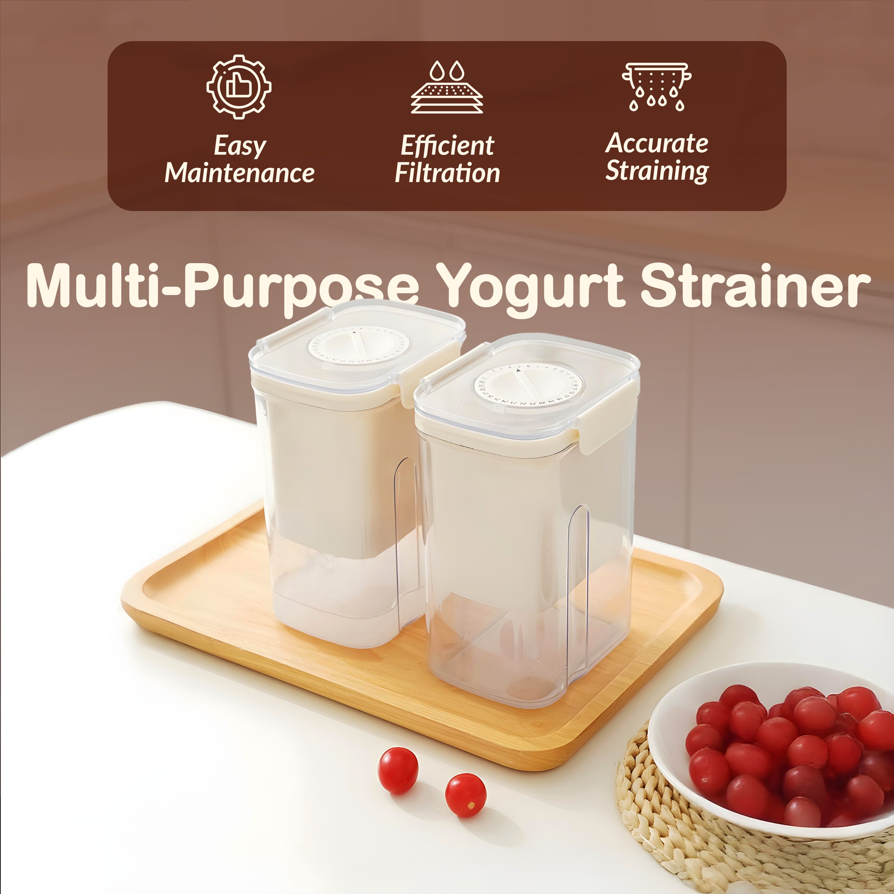 Homero Multi-Purpose Yogurt Strainer with Timer – White 18cm