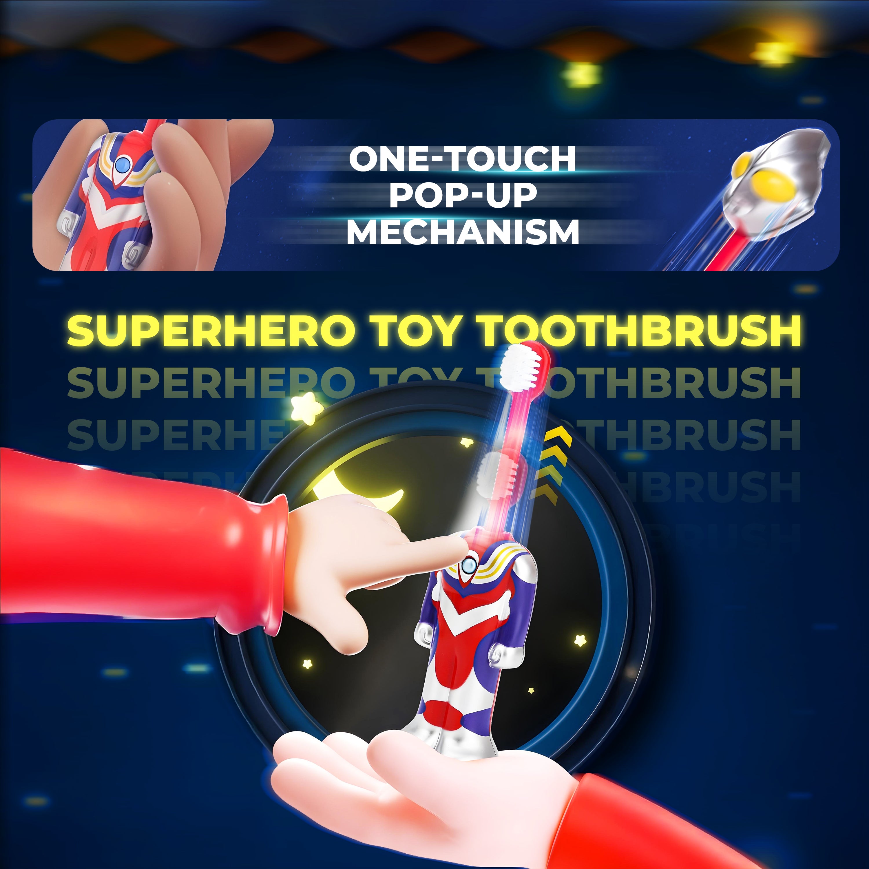 Homero Superhero Jumping Toy Toothbrush with Ultra Soft Bristles (Set of 2)