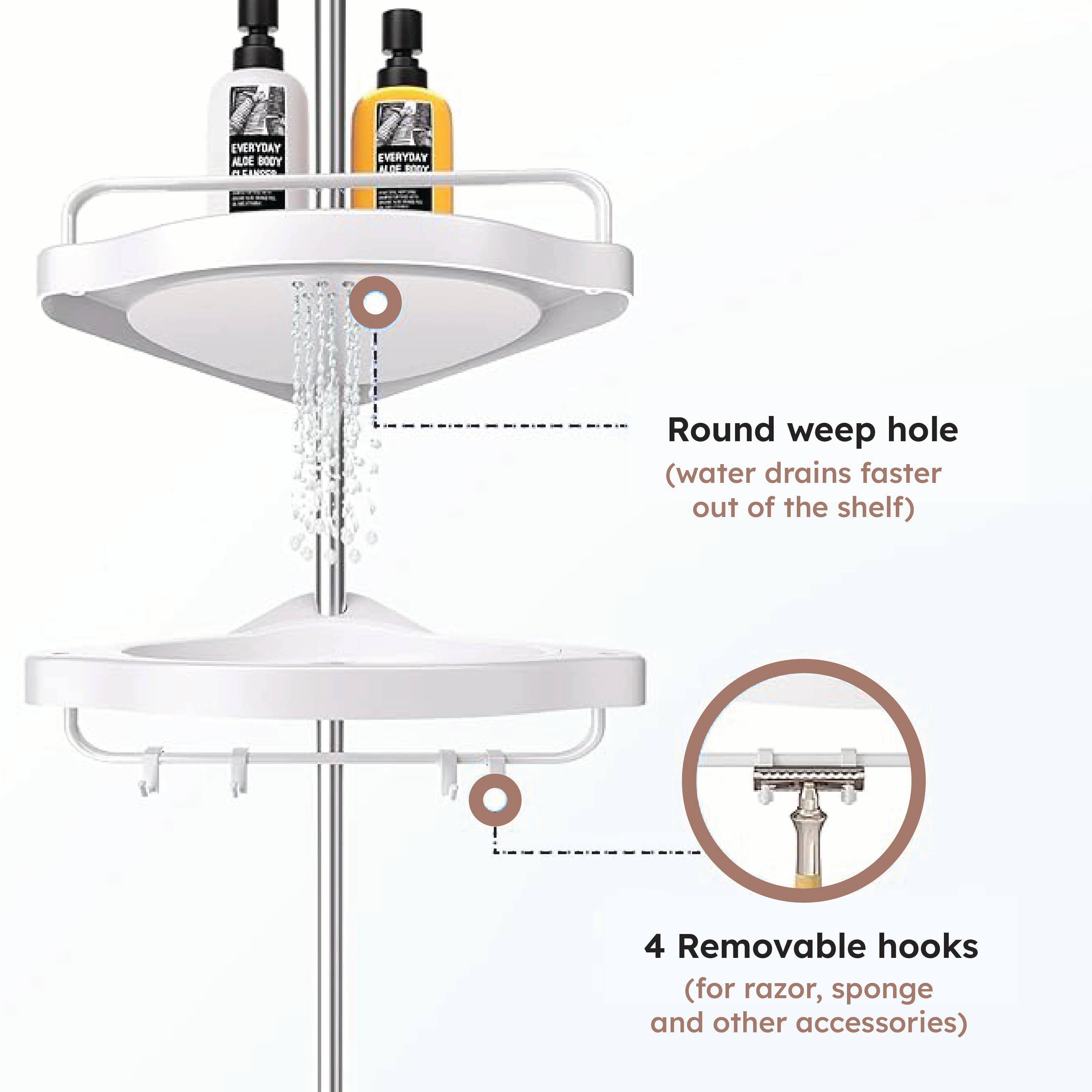 HOMERO Multipurpose Bathroom Rack with Hooks and Towel Bar - 4 Tier