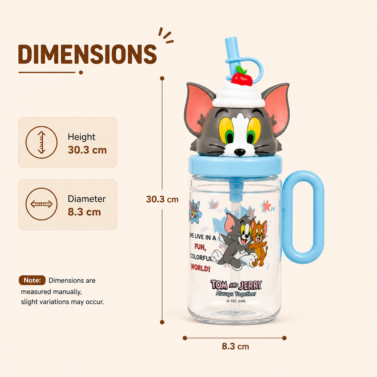 Homero Cute Cartoon Kids Water Bottle with Straw - 1060ml Capacity