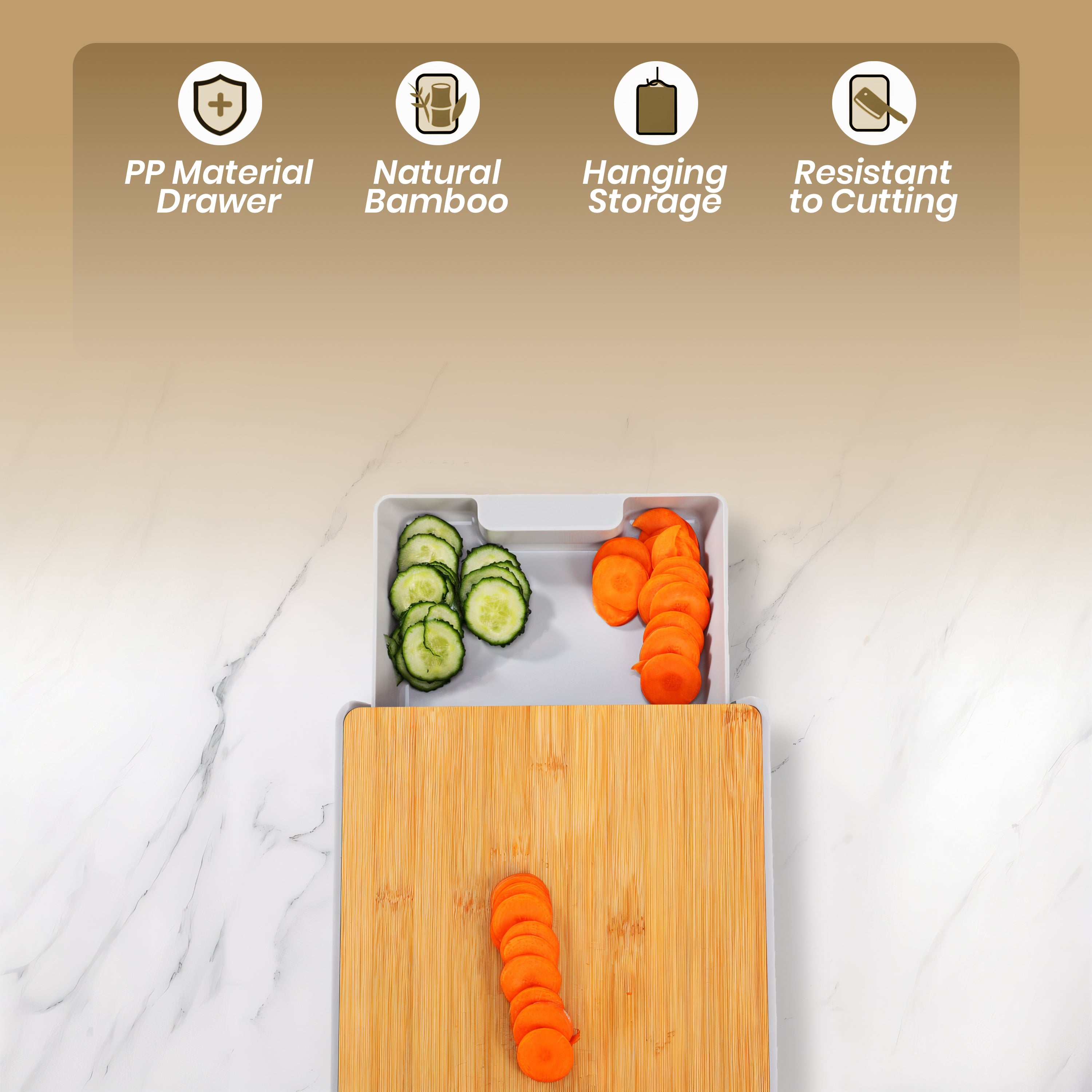 Homero Multipurpose Chopping Board with Removable Pull Out Drawer
