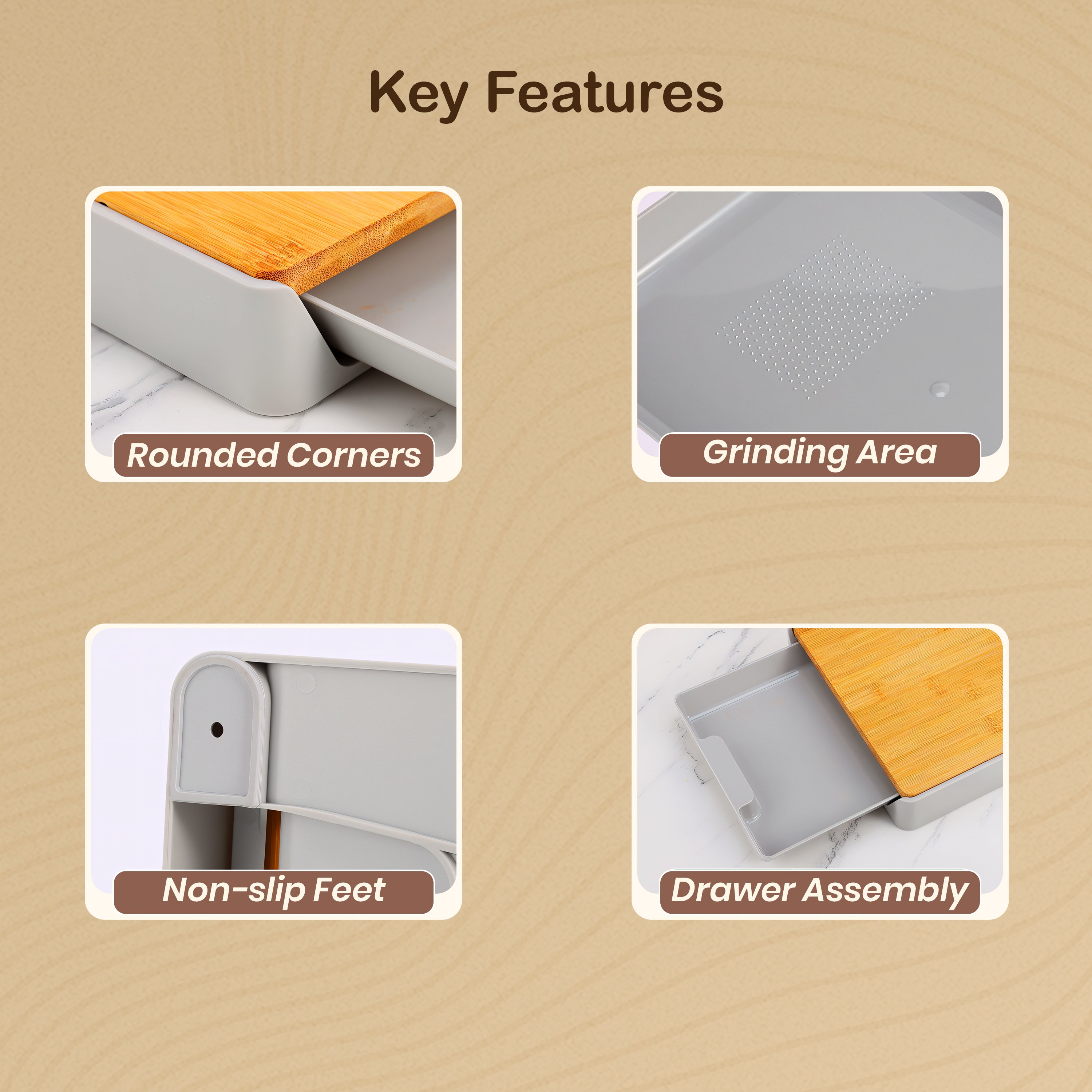 Homero Multipurpose Chopping Board with Removable Pull Out Drawer
