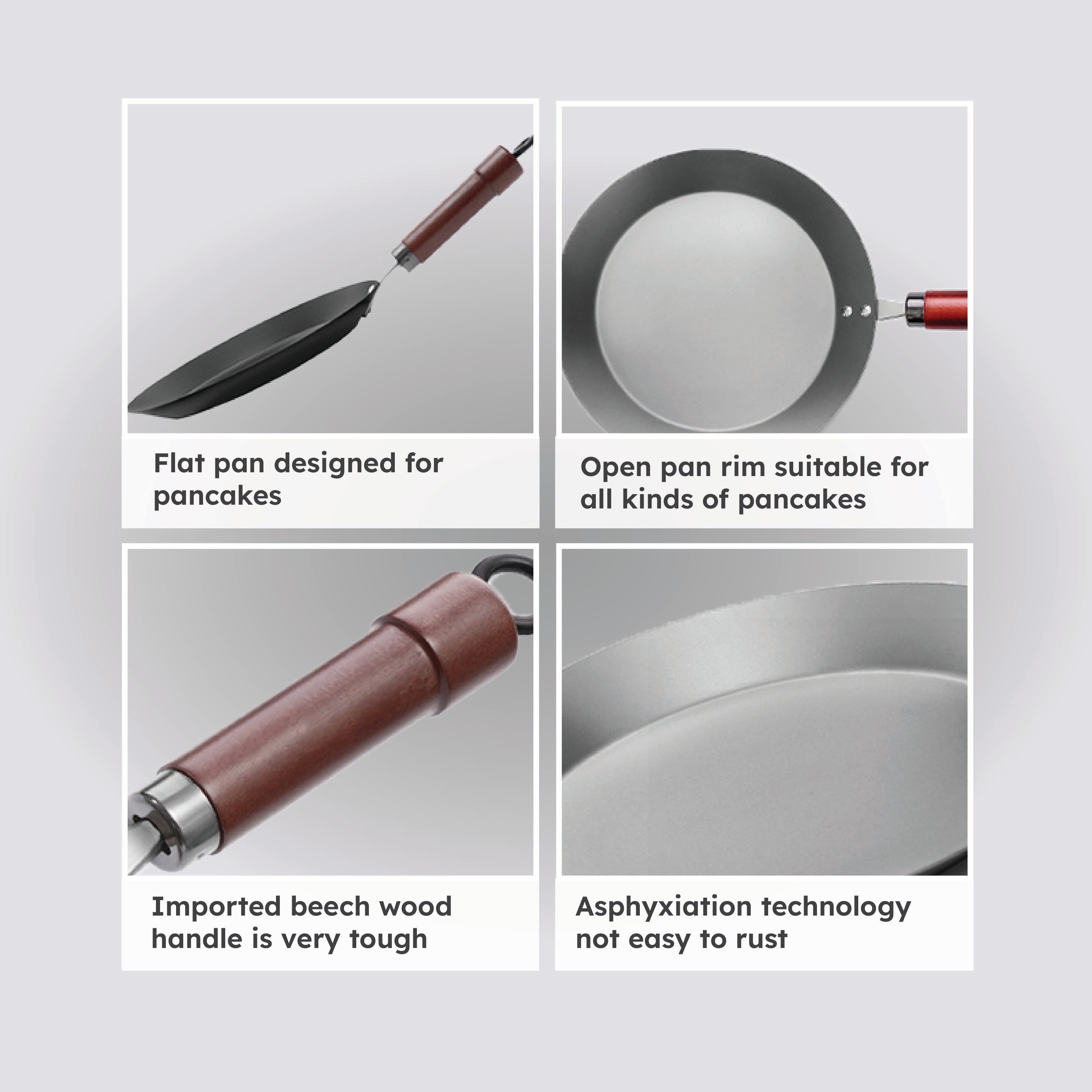 Homero High Purity Iron Multi-Purpose Pan Flat Open Design 26CM Diameter