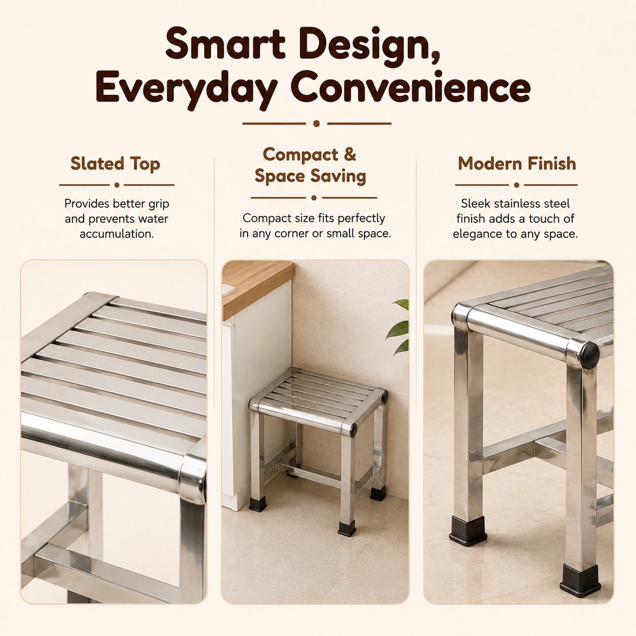 Homero Multipurpose Heavy-Duty Non Slip Stainless Steel Stool