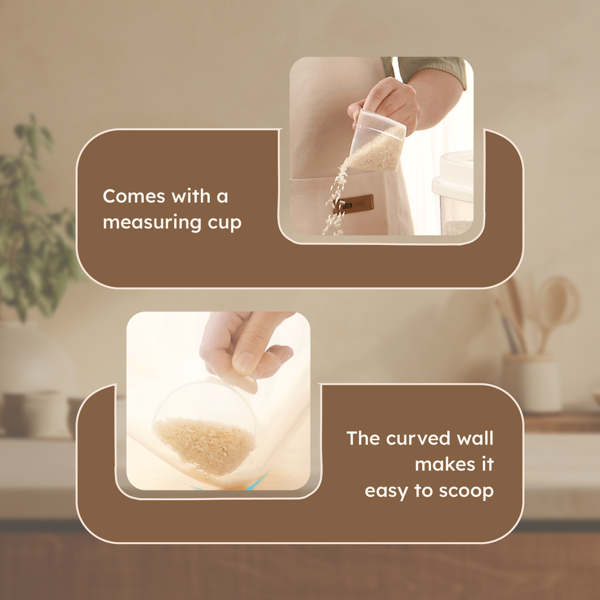 HOMERO Airtight Modern Translucent Grain Storage Container 10KG