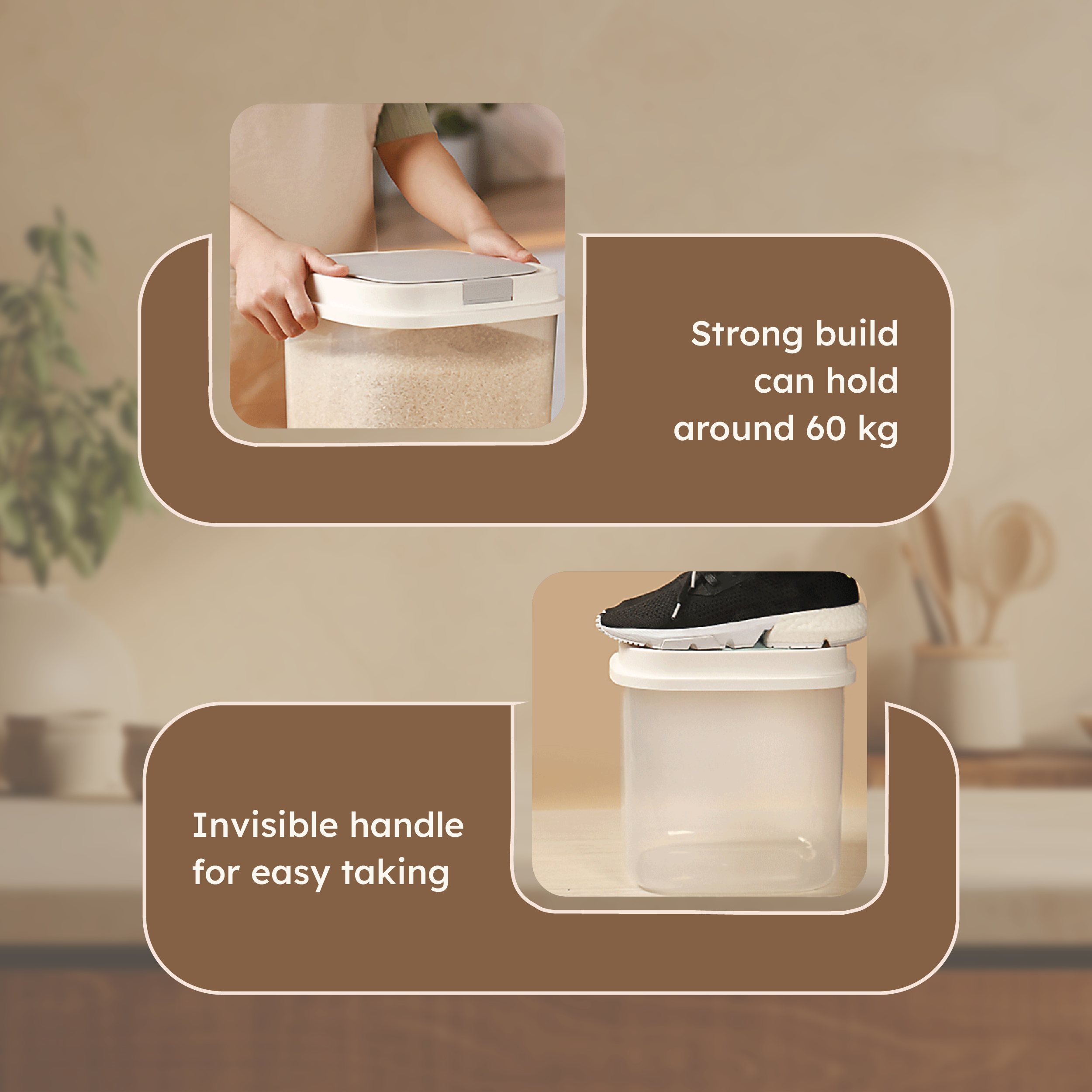 HOMERO Airtight Modern Translucent Grain Storage Container 10KG