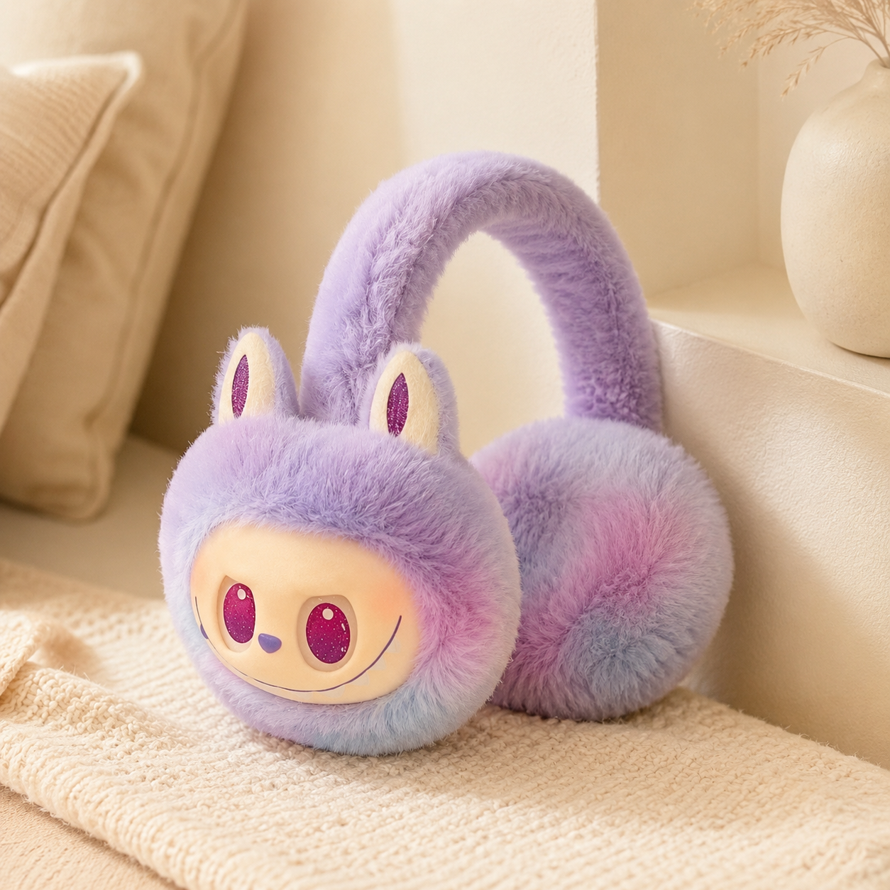 Cute Cartoon Labubu Soft Plush Earmuffs
