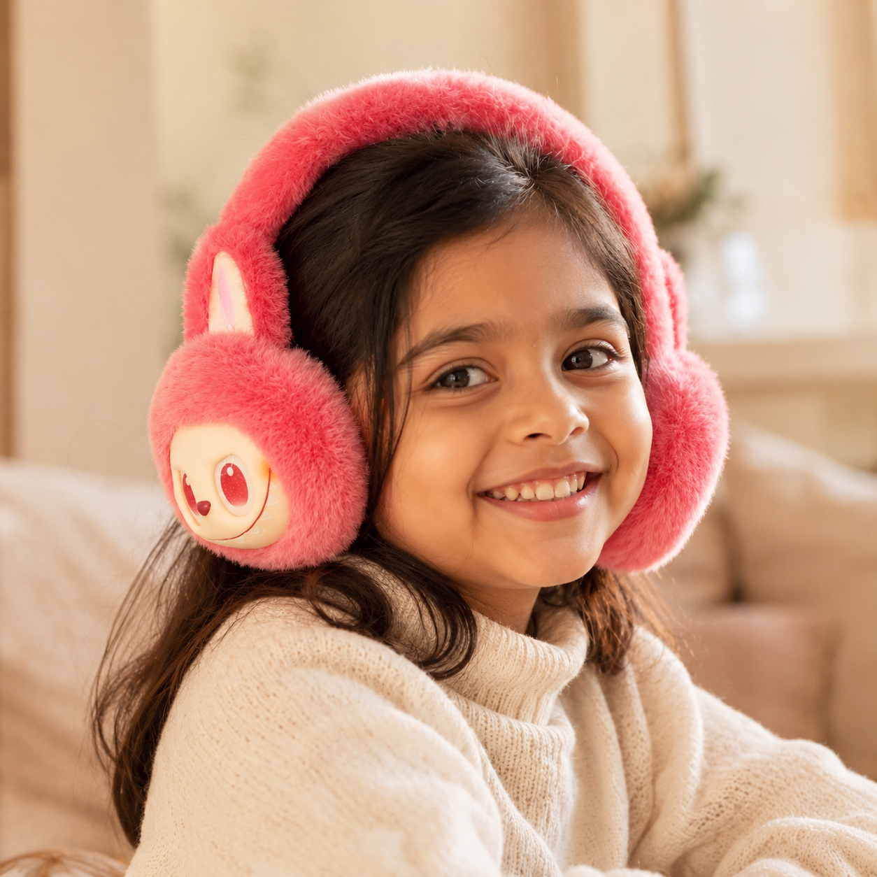 Cute Cartoon Labubu Soft Plush Earmuffs