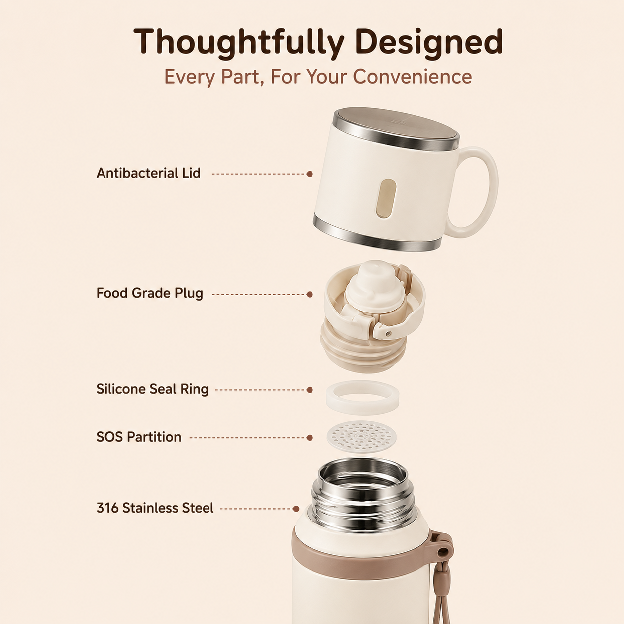 Homero Premium Stainless Steel Thermal Water Bottle - 800ml