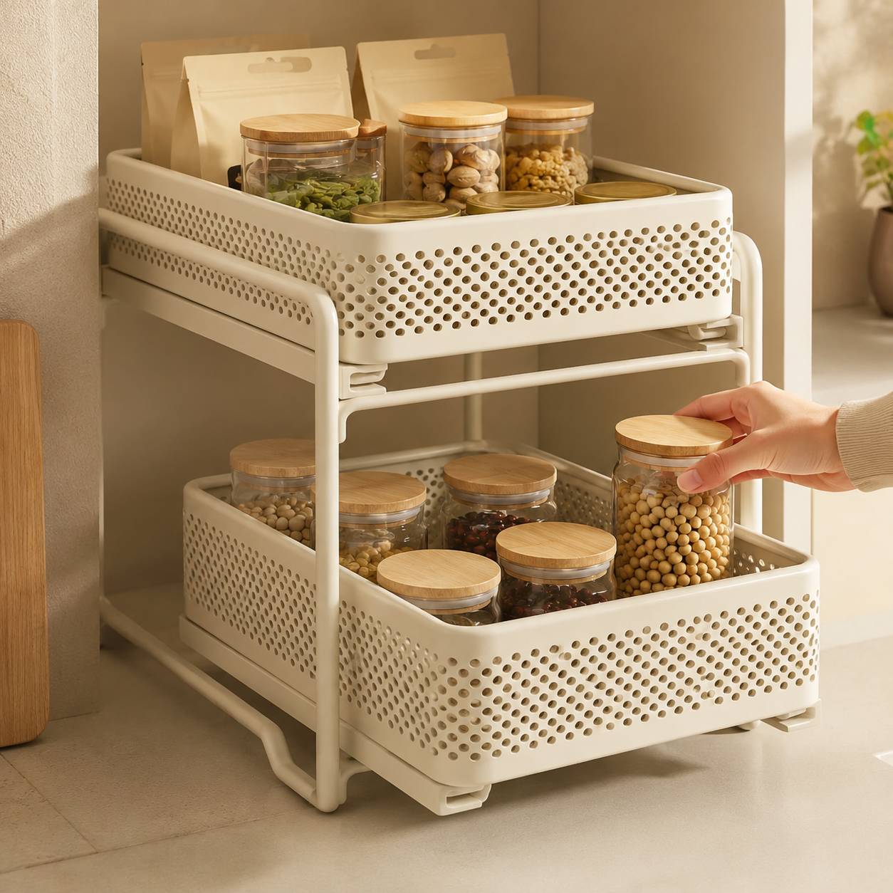 Homero Double-Layer Pullout Storage Rack Tall Bottle Organizer