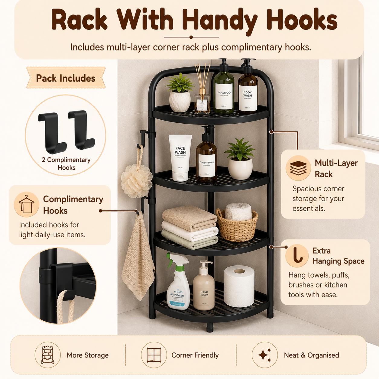 Homero Multi-Purpose Space Saving Corner Shelf Rack