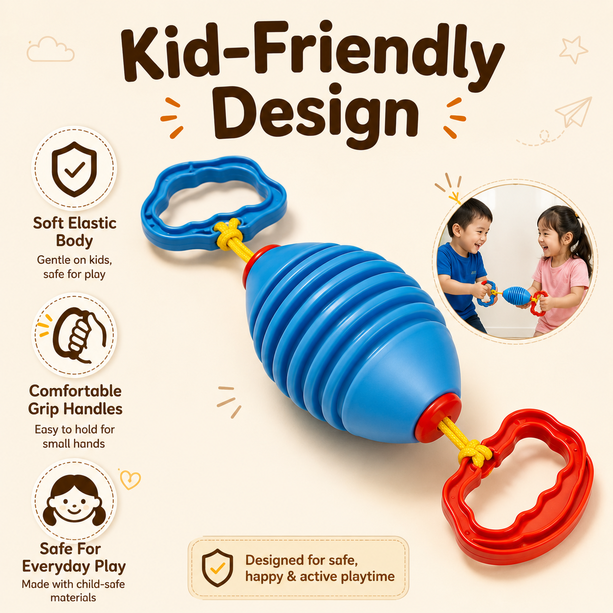 Colorful Children Training Pull Up Shuttle Ball Toy