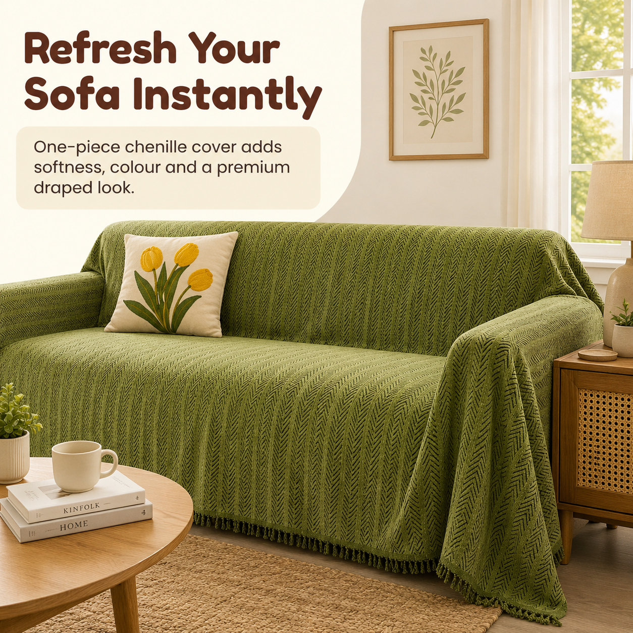 Reversible Elegant Chenille Fabric Wrinkle-Resistant Build Sofa Cover