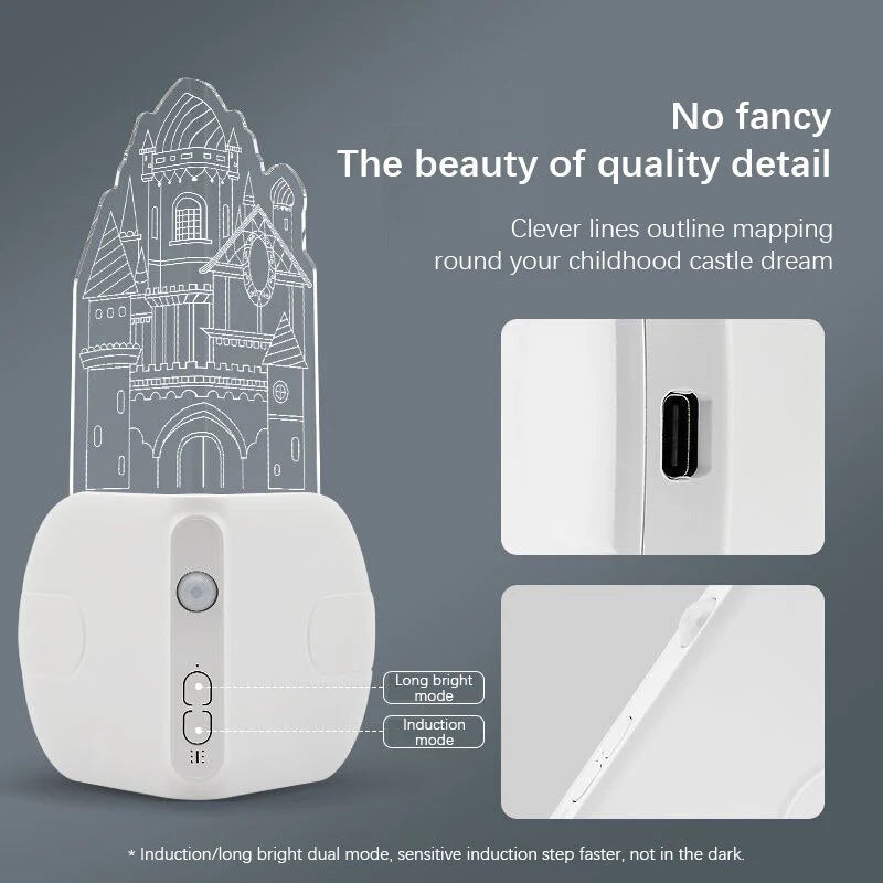 Smart Motion Sensor Magnetic LED Castle Night Light