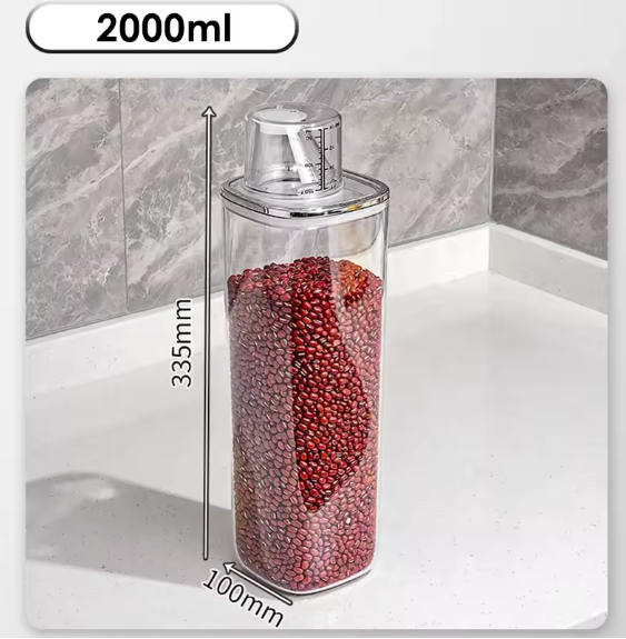 Airtight Food Container with In-Built Measuring Cup